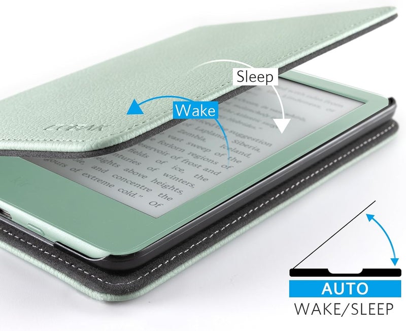 CoBak Case with Stand for for 6" Kindle (2024 & 2022, 11th Gen) – PU Leather Smart Cover with Auto Sleep/Wake & Hand Strap, Premium Protective Case for Kindle Basic,Sage Green - Image 5